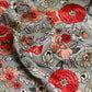 Sage Green Embroidered Floral Georgette Fabric (1 Mtr)
