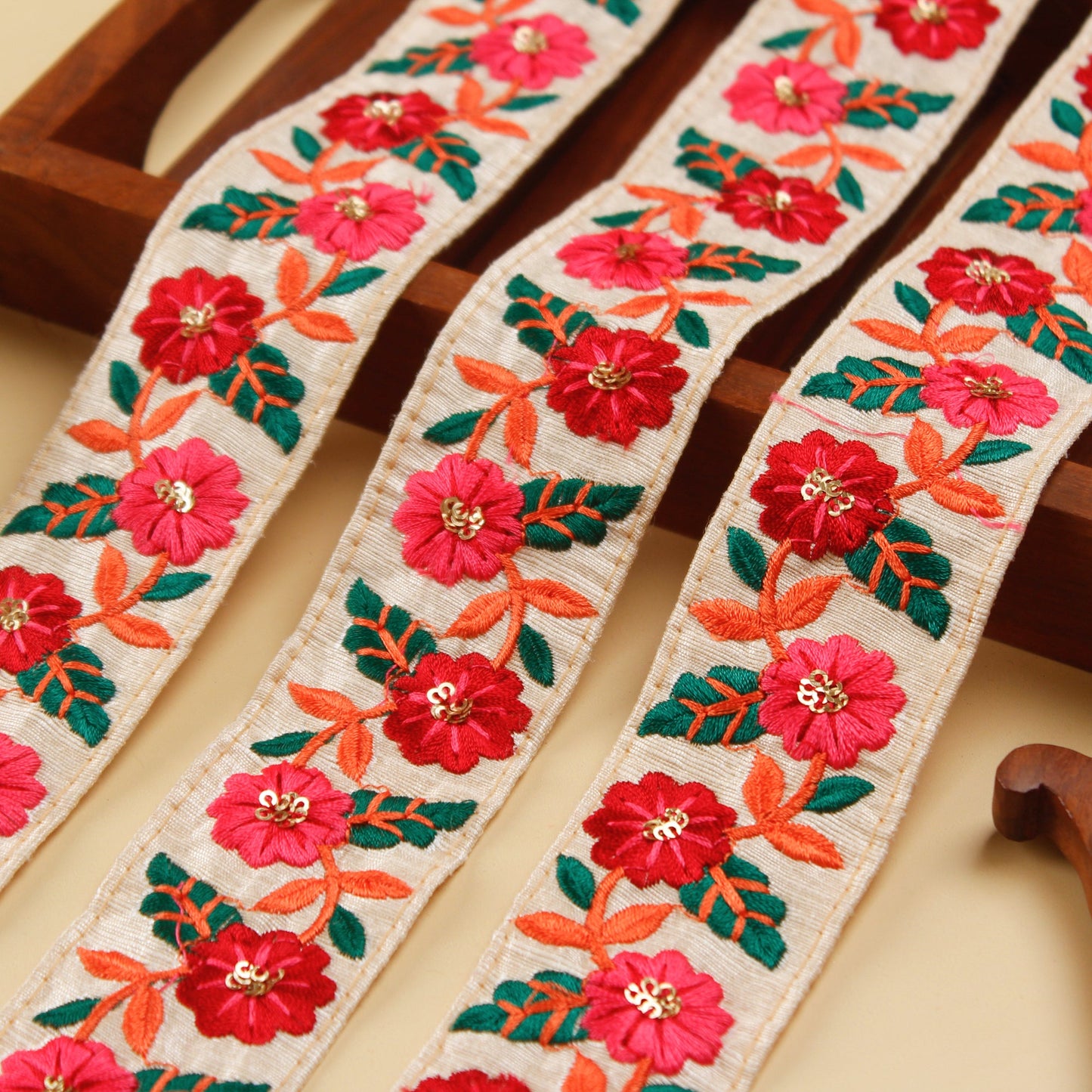 Ivory Floral Embroidered Trim (3 Mtrs)