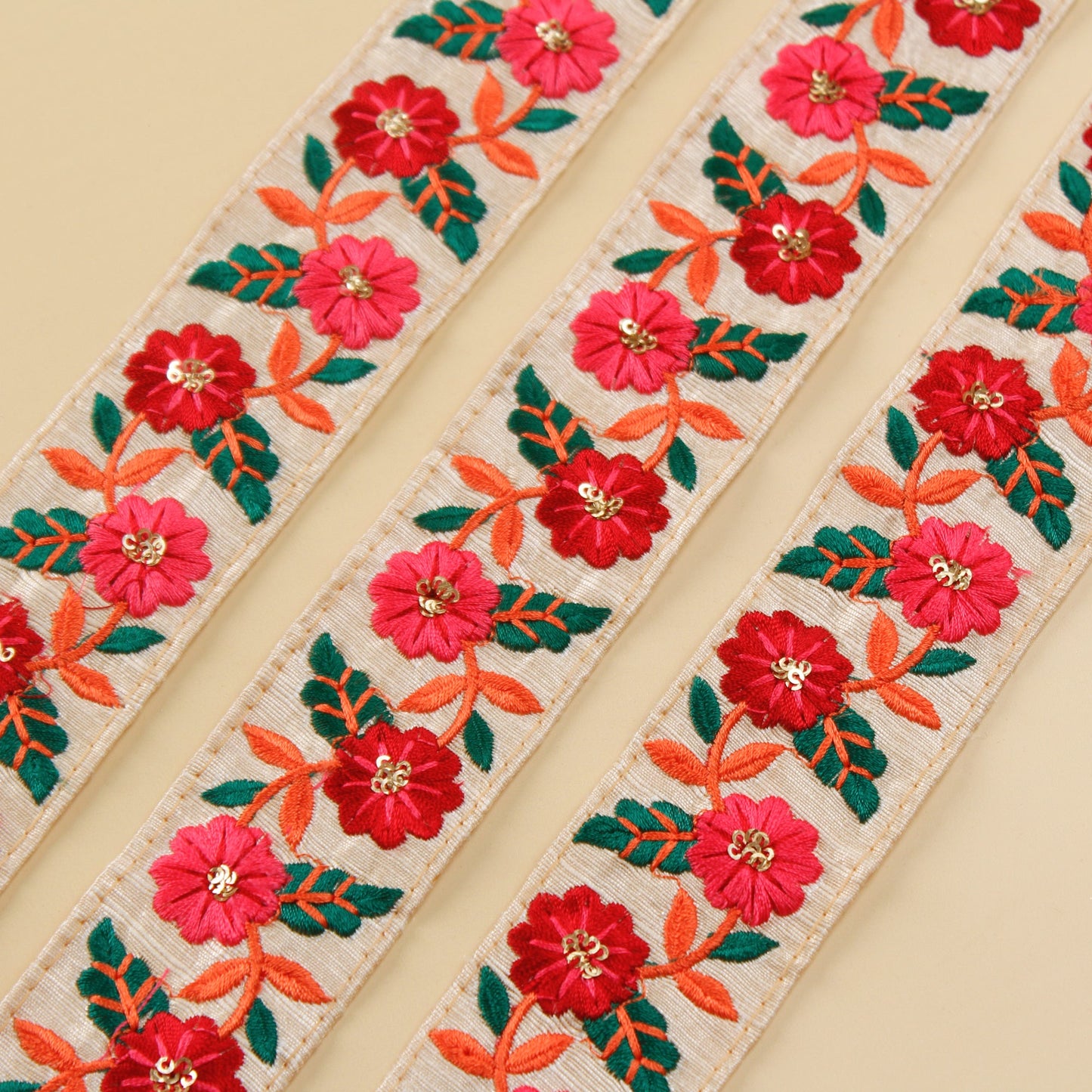 Ivory Floral Embroidered Trim (3 Mtrs)
