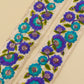 Beige and Blue Floral Embroidered Trim (8 Mtrs)