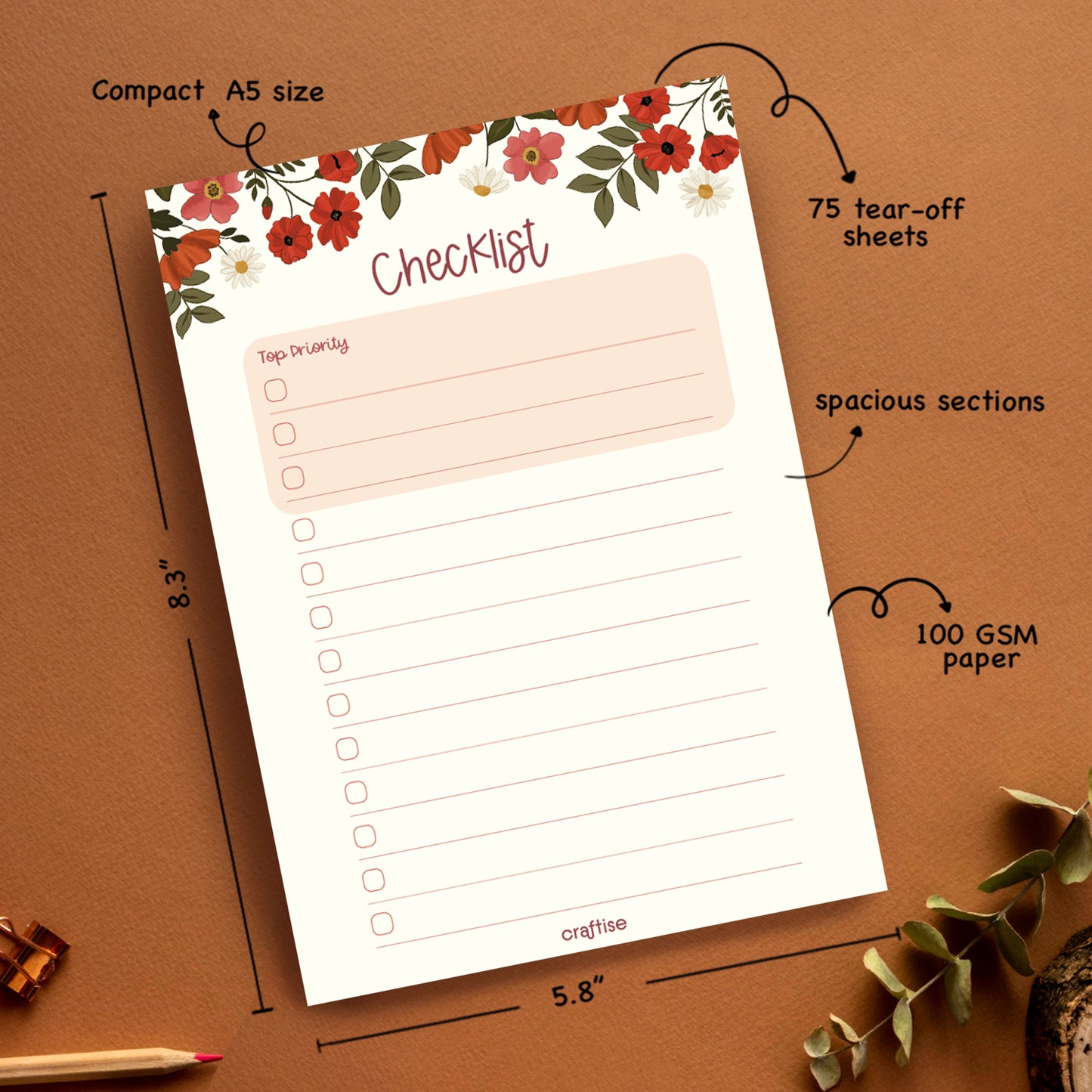 Petals & Plans Checklist Notepad