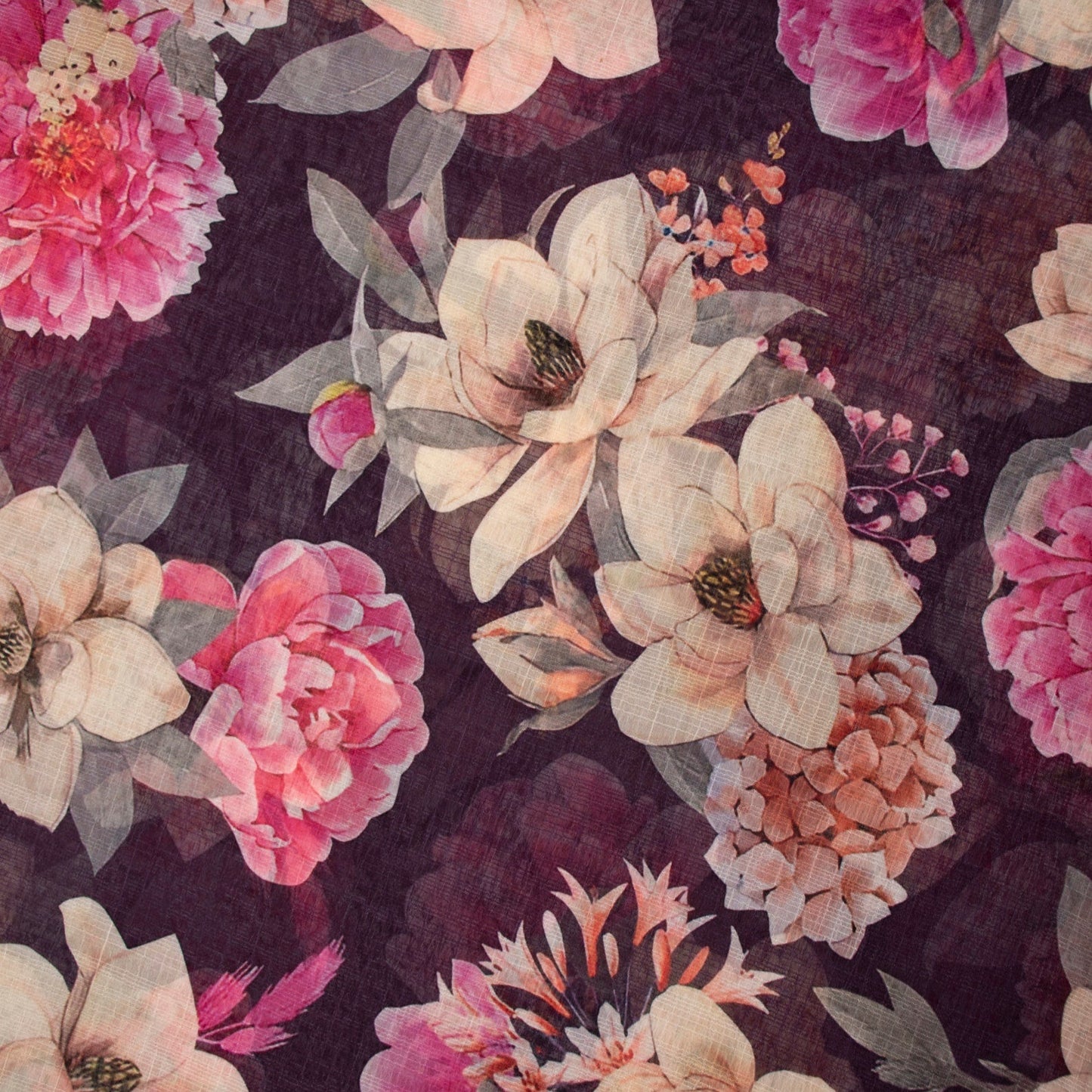 Purple Floral Chiffon Fabric (1 Mtr)