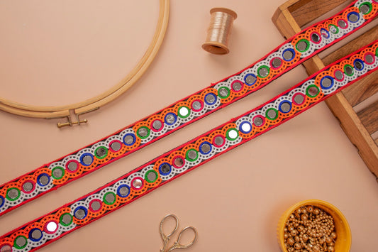 Embroidered Kutchi Trim with Mirror Work (2 Mtrs)