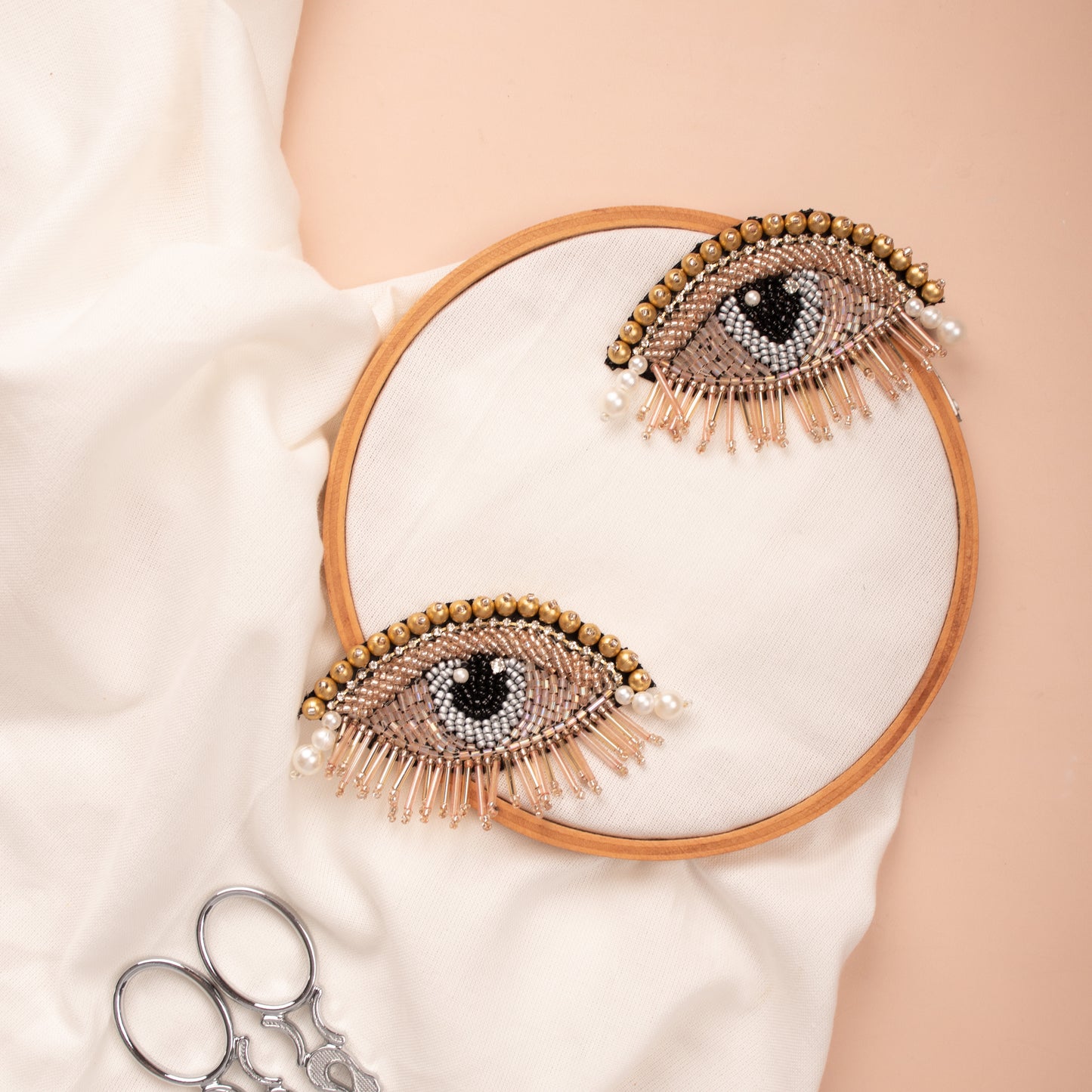 Rose Gold Beaded Evil Eye Appliques (2 pieces)