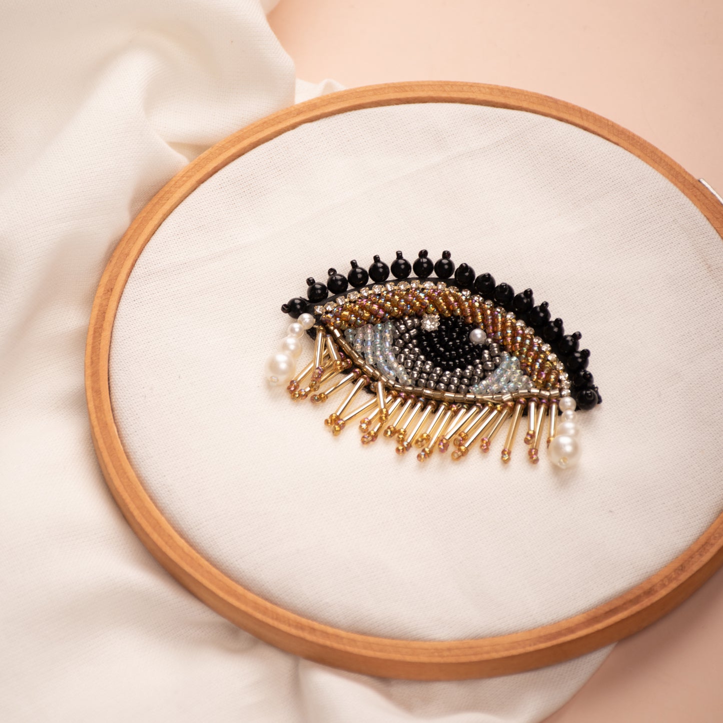Black and Gold Beaded Evil Eye Appliques (2 pieces)