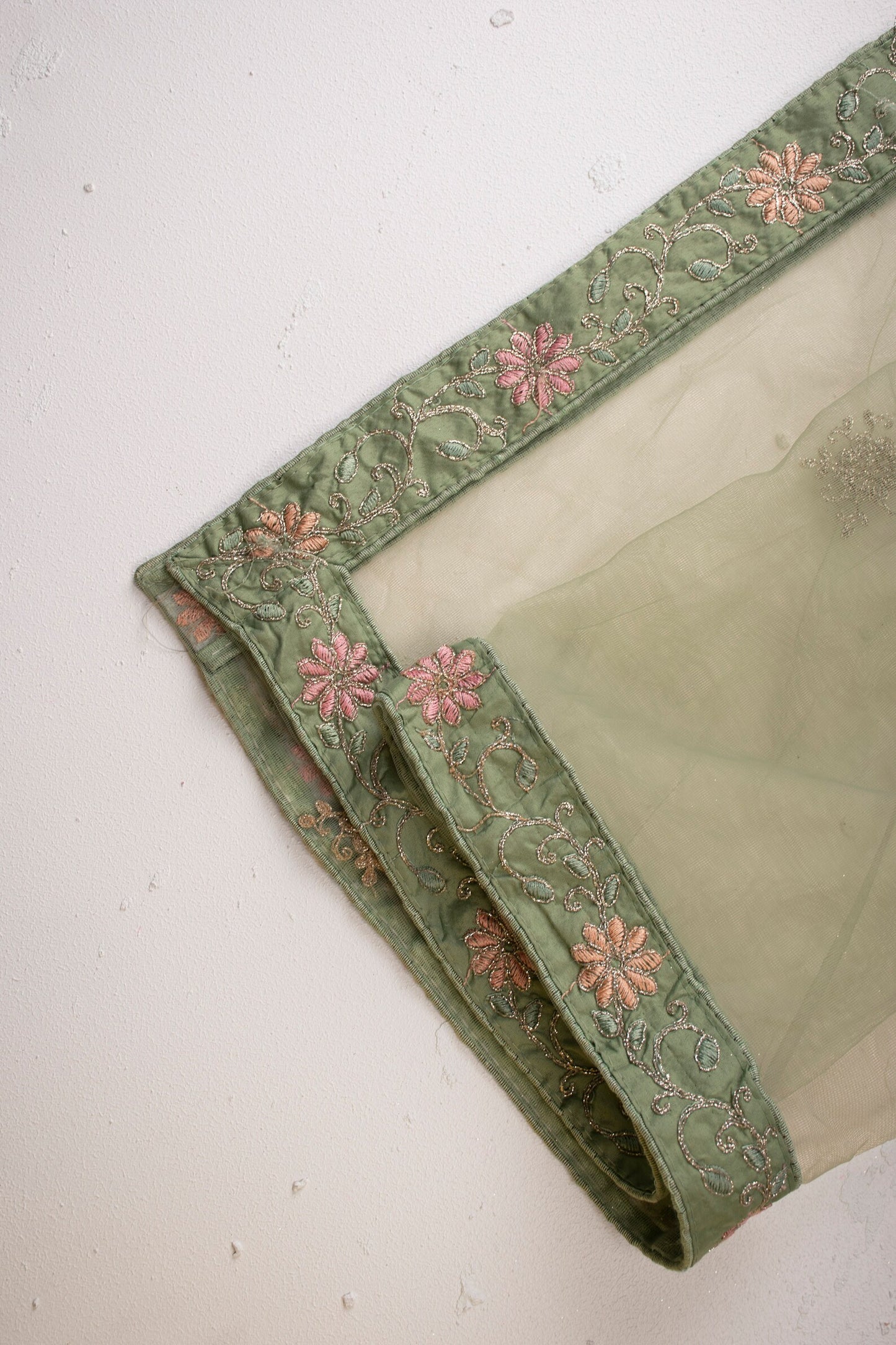 Green Embroidered Unstitched Lehenga Set