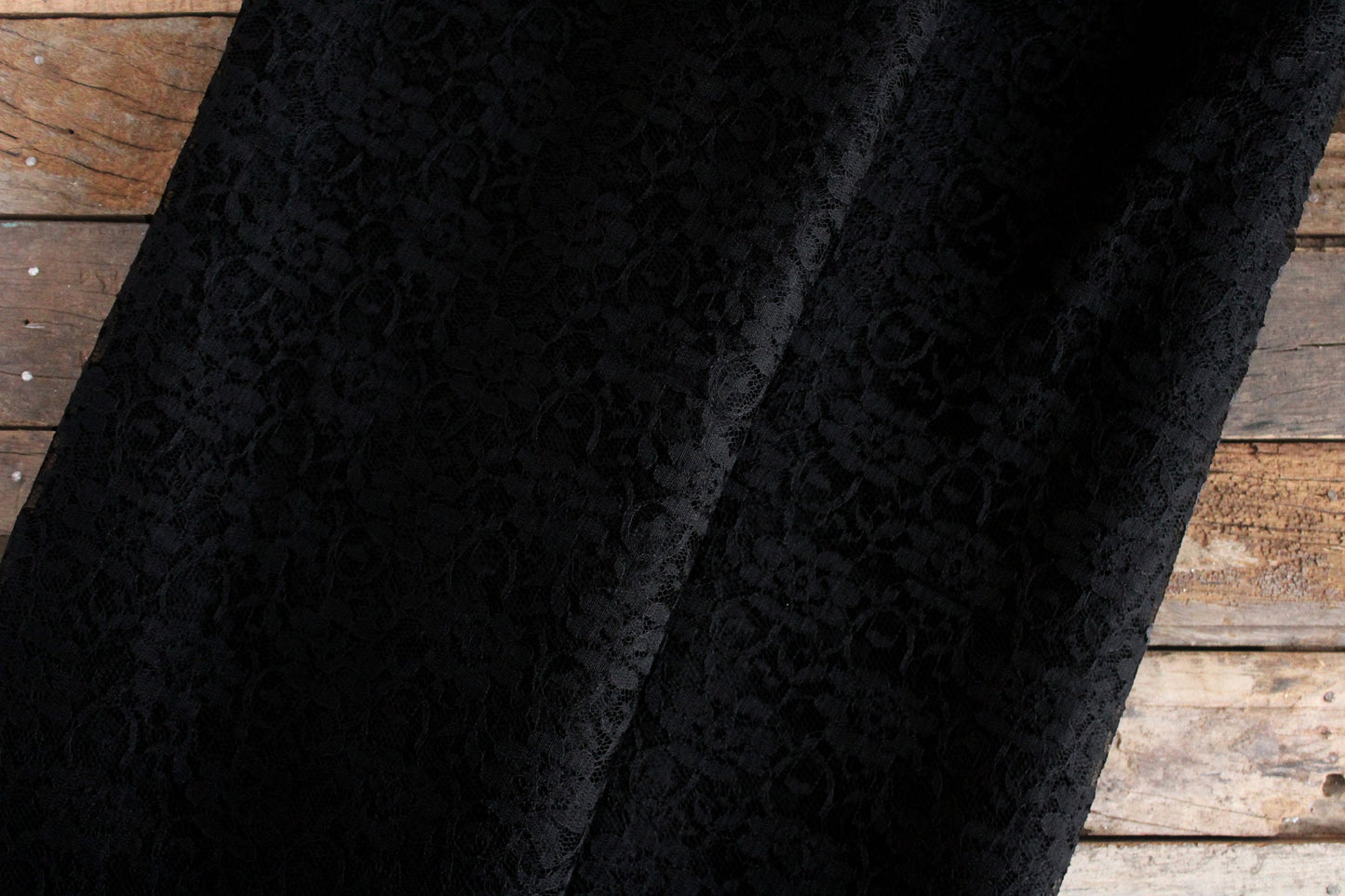 Black Floral Net Lace Fabric