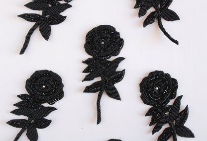 Beaded Rose Applique for Clothing (1 piece)