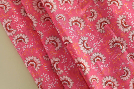 Watermelon Pink Chiffon Floral Fabric