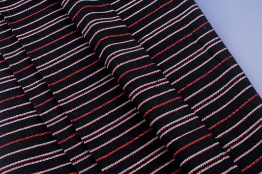 Black Loom Textured Striped Fabric