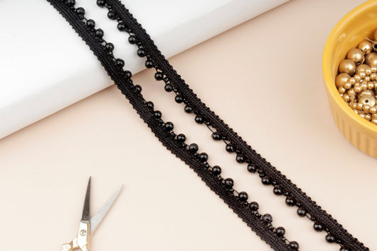 Black Beaded Piping Trim (9 mtrs)