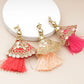 Set of 2 Embroidered Tassels in Peach, Red