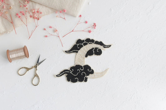 Beaded Moon Applique for Jackets (1 piece)