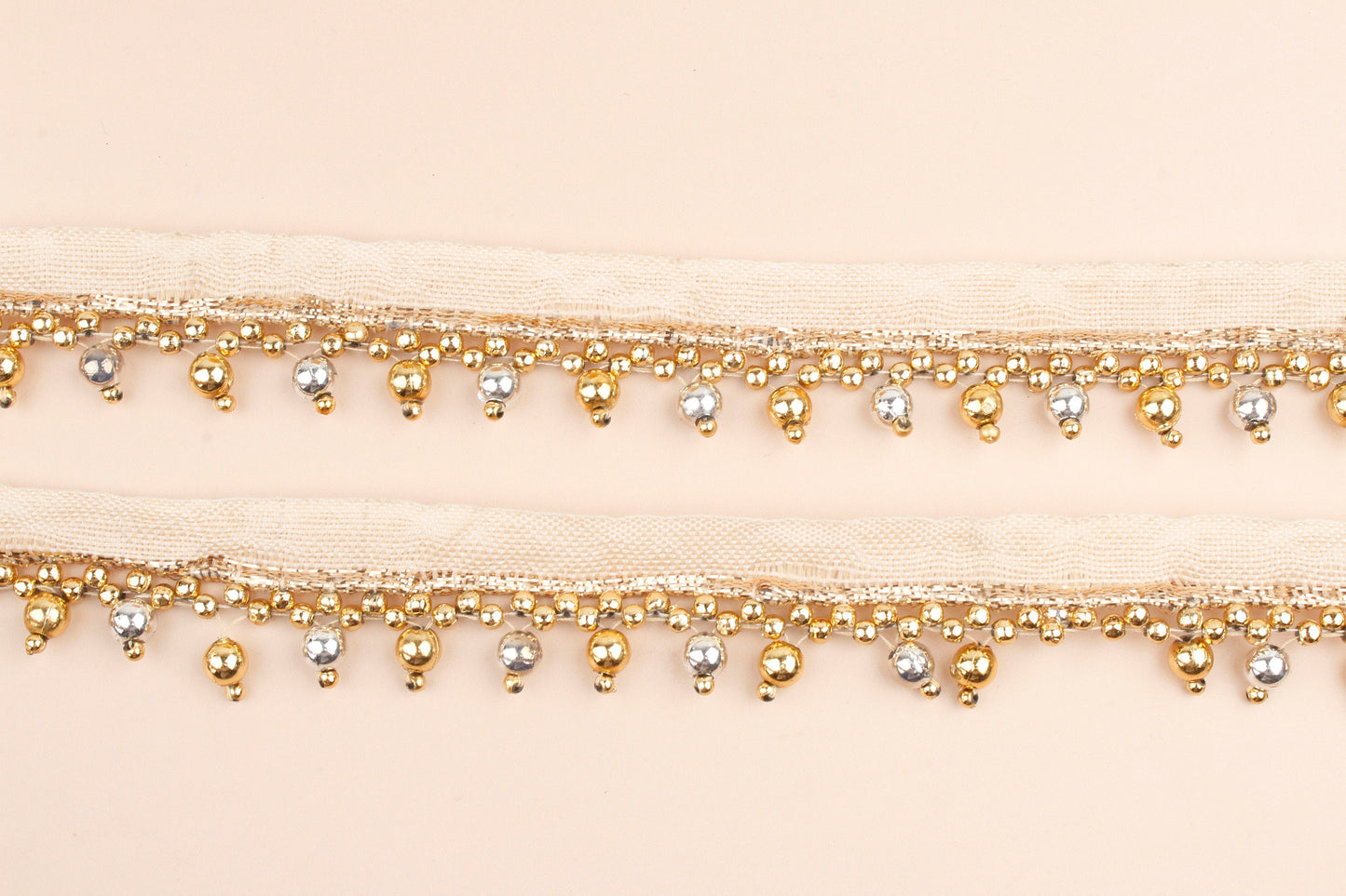 Gold and Silver Beaded Piping Trim (3 Mtrs)