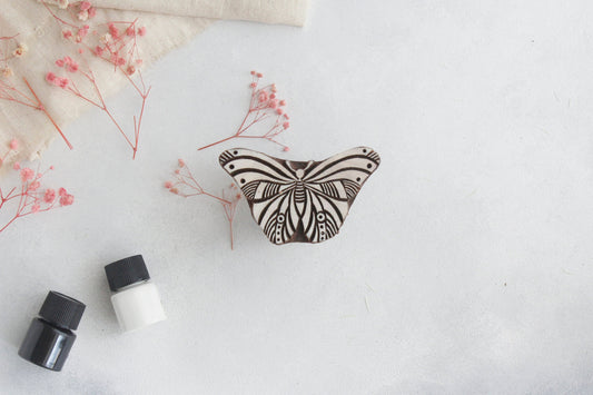Hand-Carved Butterfly Wooden Printing Block (1 piece)