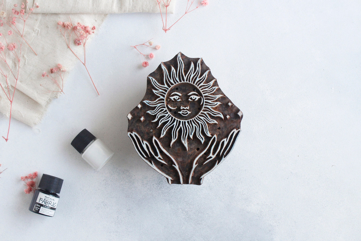 Celestial Hands with Sun Wooden Printing Block (1 piece)