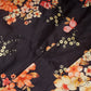Black Floral Print Silk Fabric with Sequins