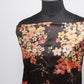 Black Floral Print Silk Fabric with Sequins