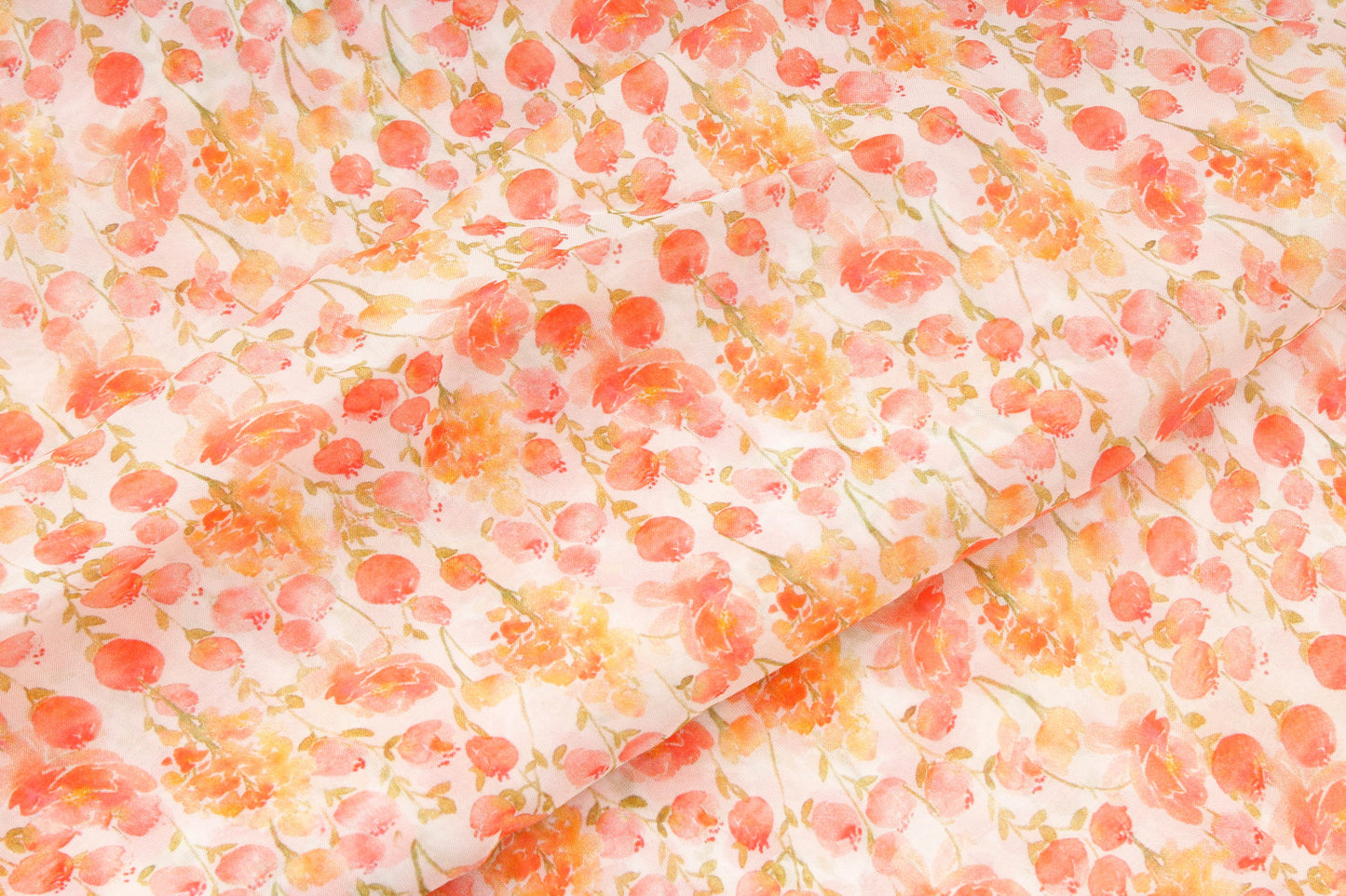 Peony Print Soft Organza Sheer Fabric (1 Mtr)
