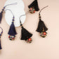 Set of 6 Embroidered Silky Tassels in Blue, Black