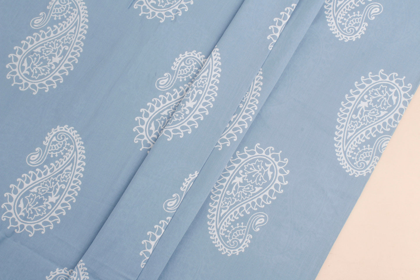Blue and White Paisley Print Fabric