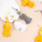 Set of 2 Silky Tassels in Yellow, Grey, White