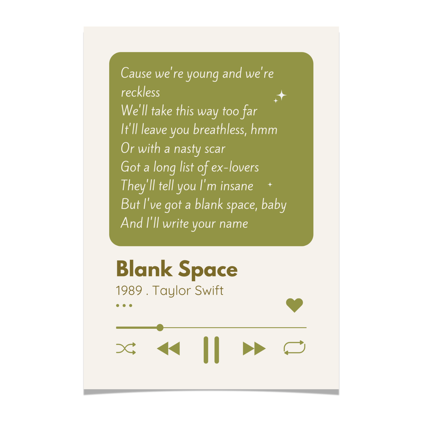 Personalized Song Lyrics Print