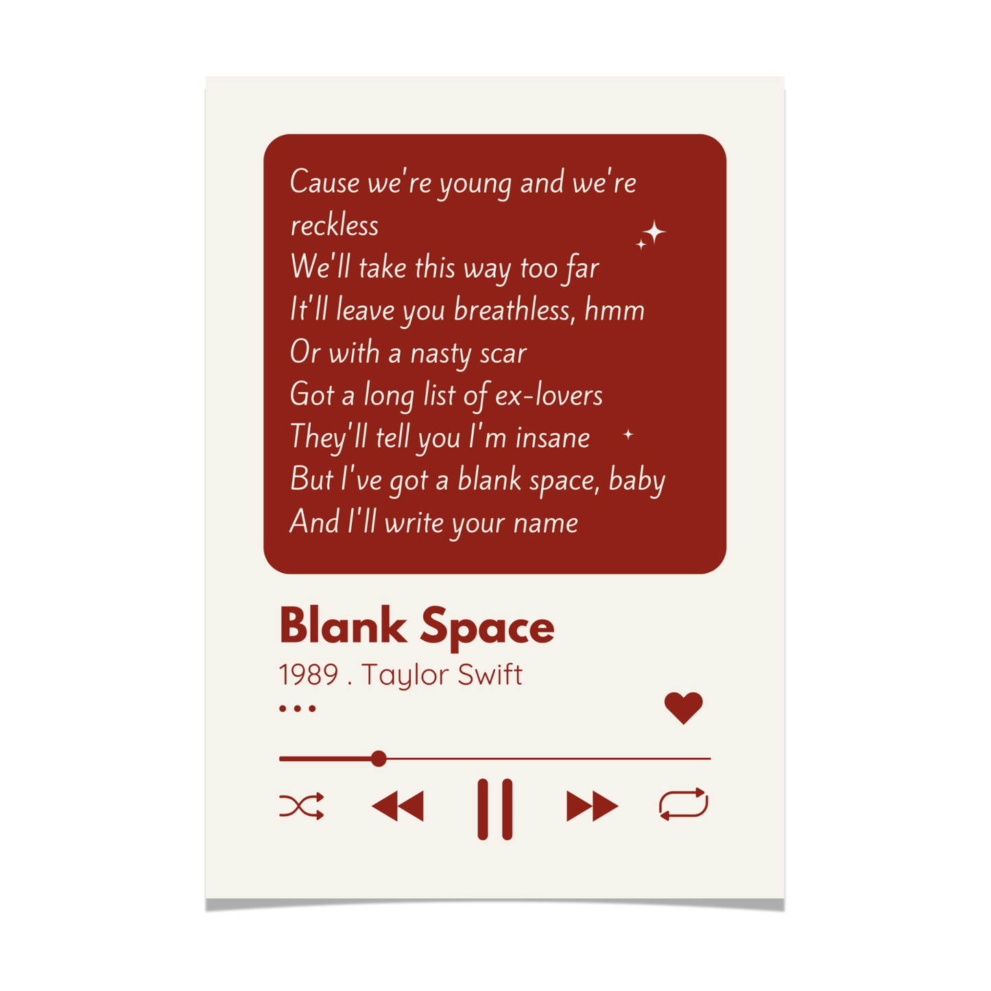 Personalized Song Lyrics Print