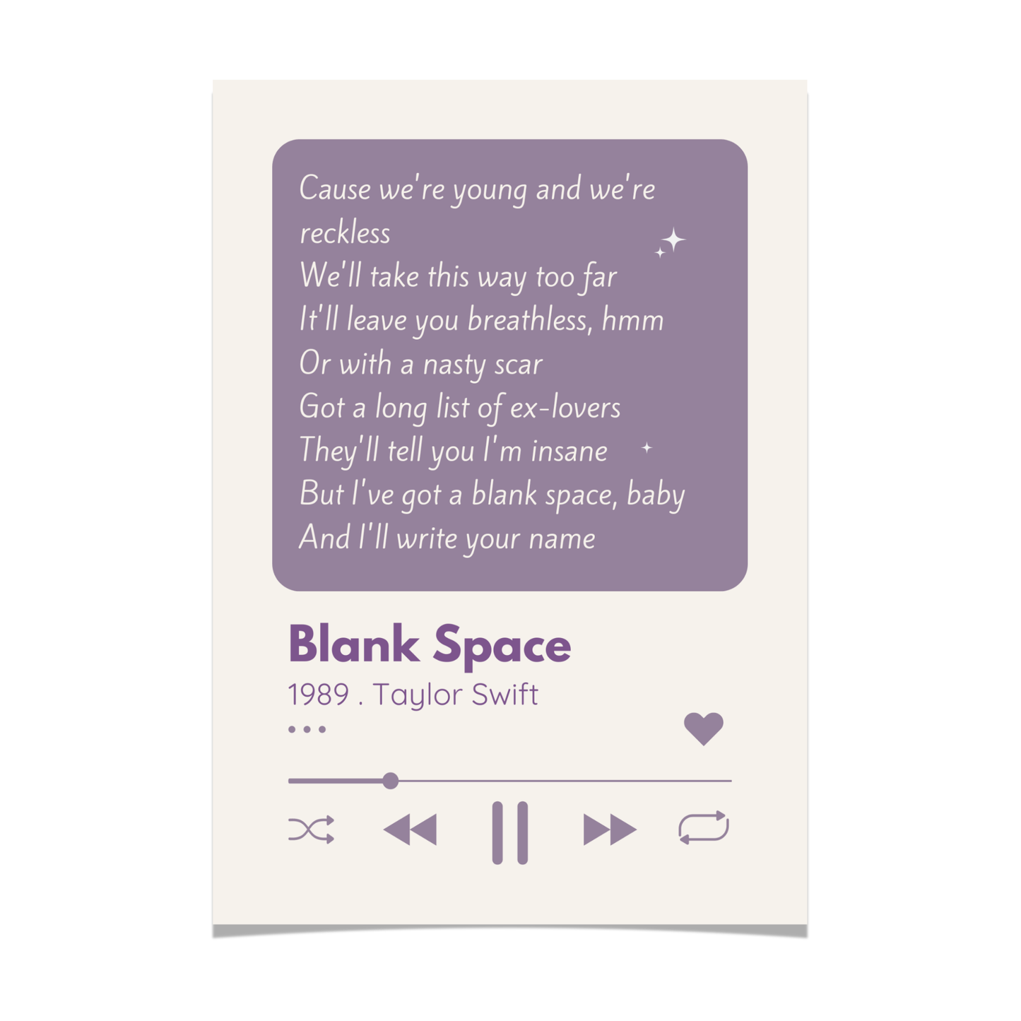 Personalized Song Lyrics Print