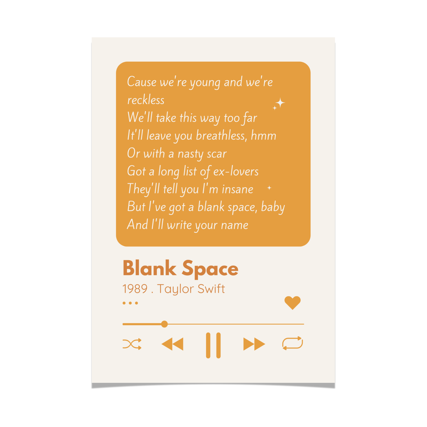 Personalized Song Lyrics Print