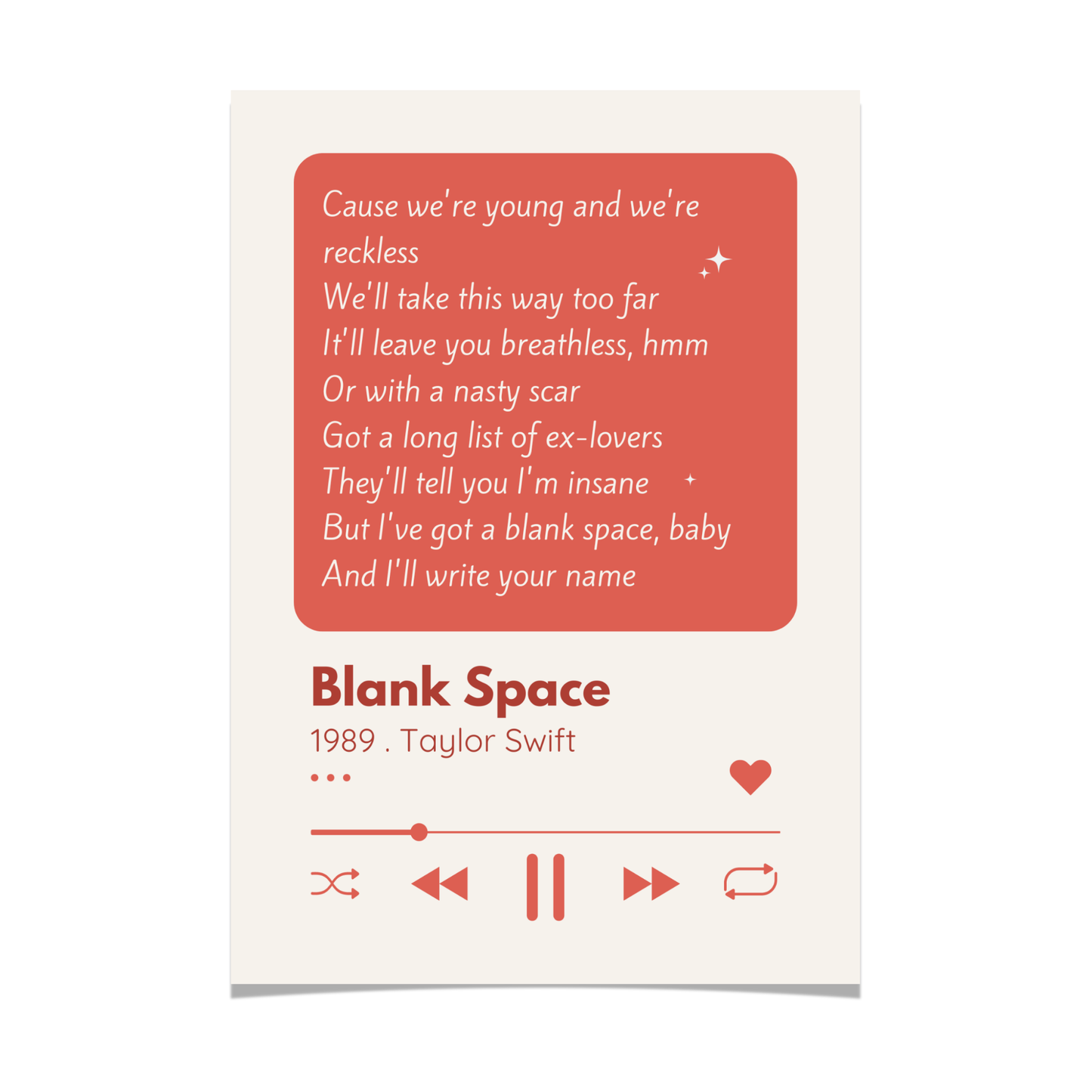 Personalized Song Lyrics Print