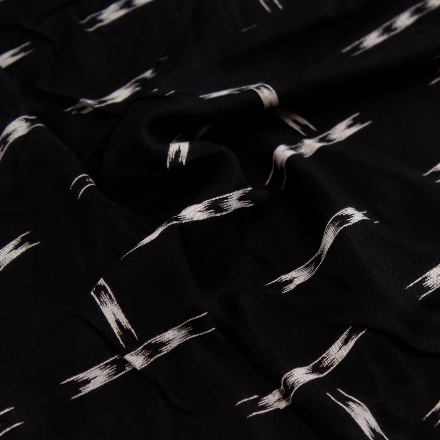 Black Ikat Print Rayon Fabric (1 Mtr)