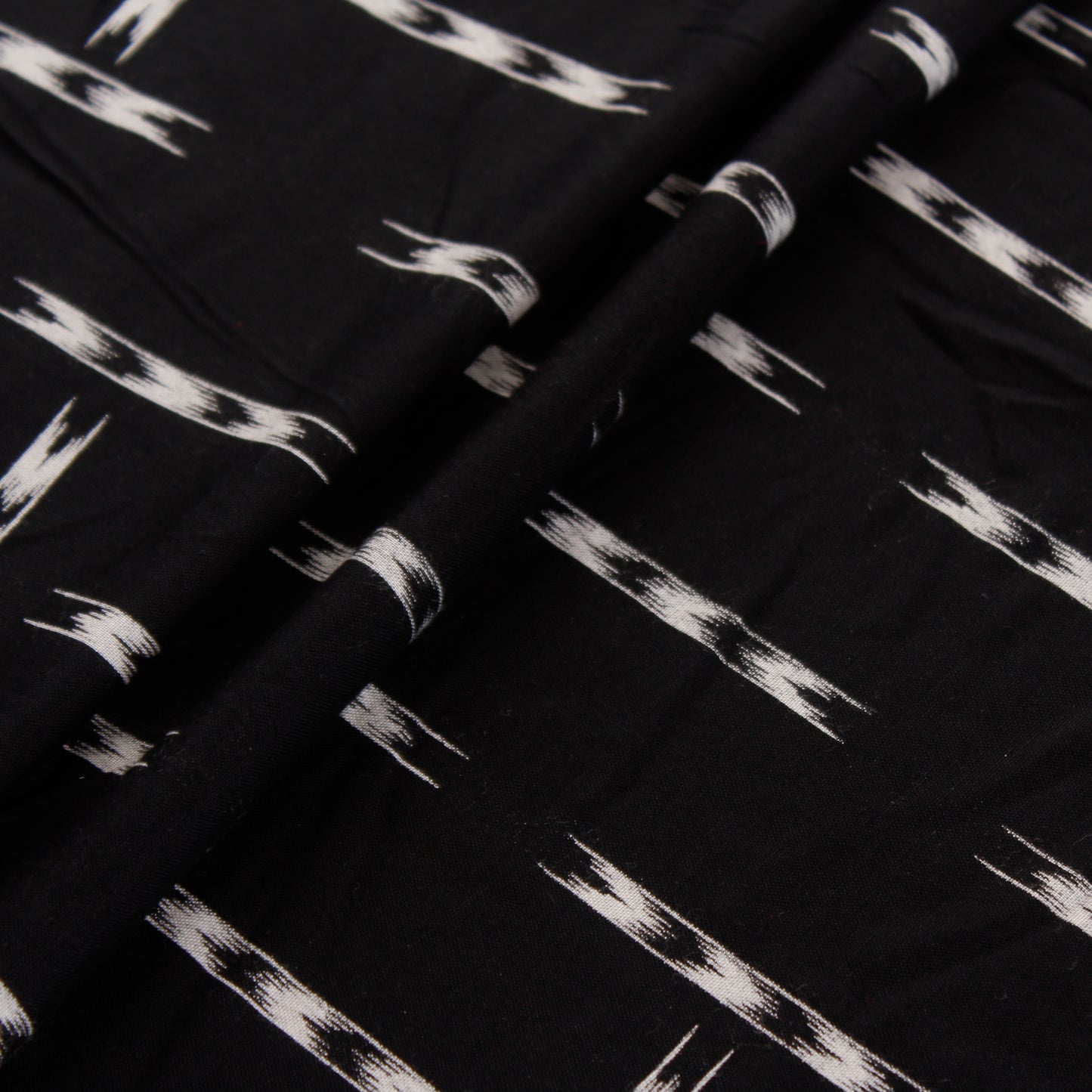 Black Ikat Print Rayon Fabric (1 Mtr)