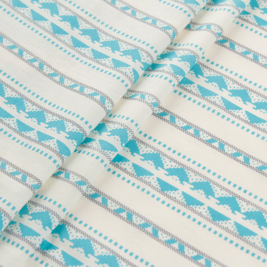 Off-White Aztec Print Cotton Fabric (1 Mtr)