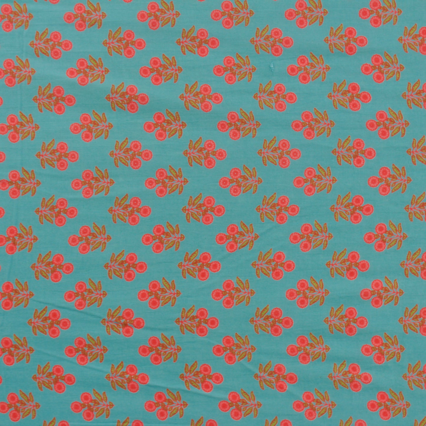 Teal Blue and Pink Floral Fabric (1 Mtr)