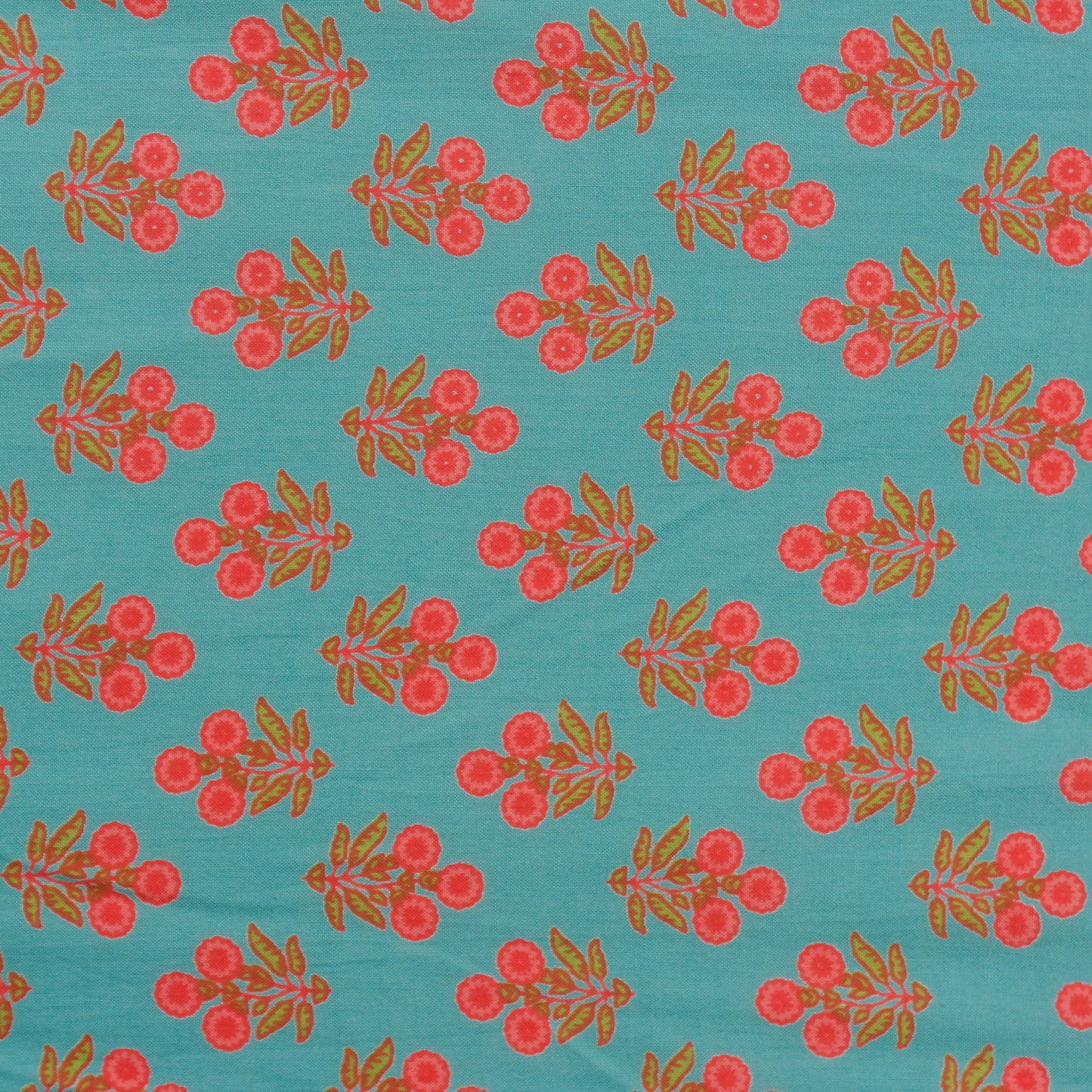 Teal Blue and Pink Floral Fabric (1 Mtr)