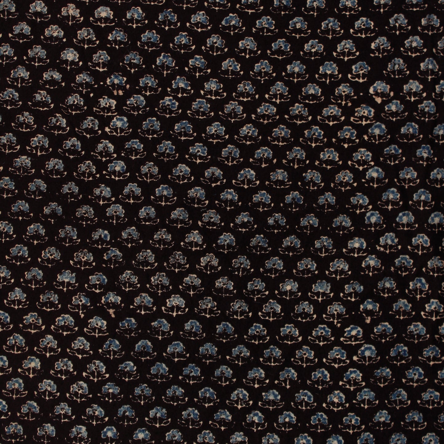 Black Floral Block Print Fabric (1 Mtr)