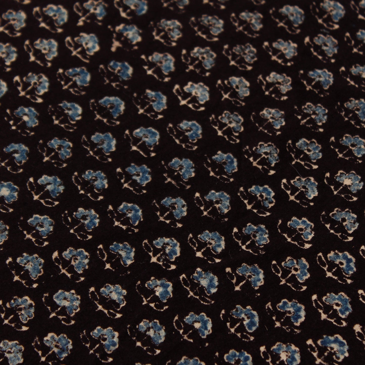 Black Floral Block Print Fabric (1 Mtr)