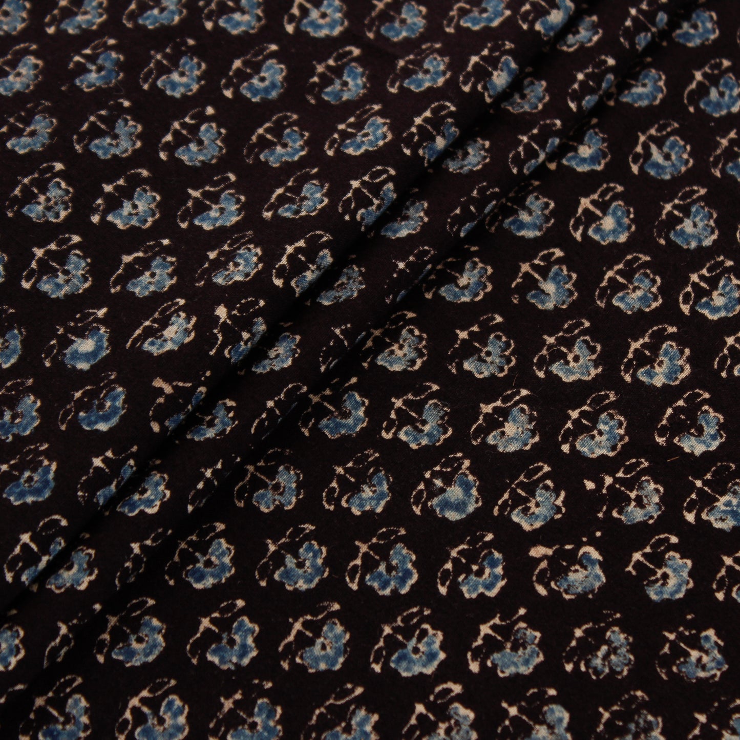 Black Floral Block Print Fabric (1 Mtr)