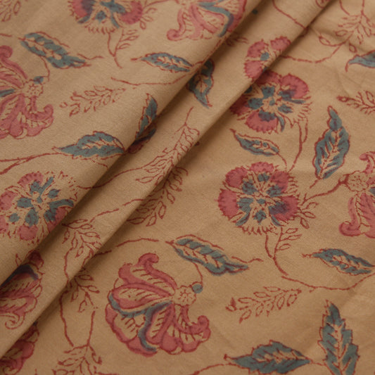 Khaki Jaal Hand Block Print Fabric (1 Mtr)