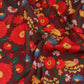 Brown Muslin Silk Fabric with Tropical Floral Print (1 Mtr)