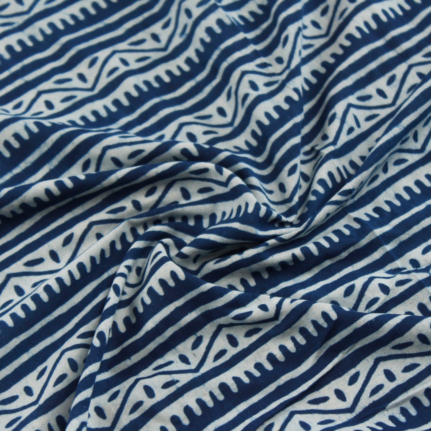 Indigo Hand Block Print Cotton Fabric (1 Mtr)