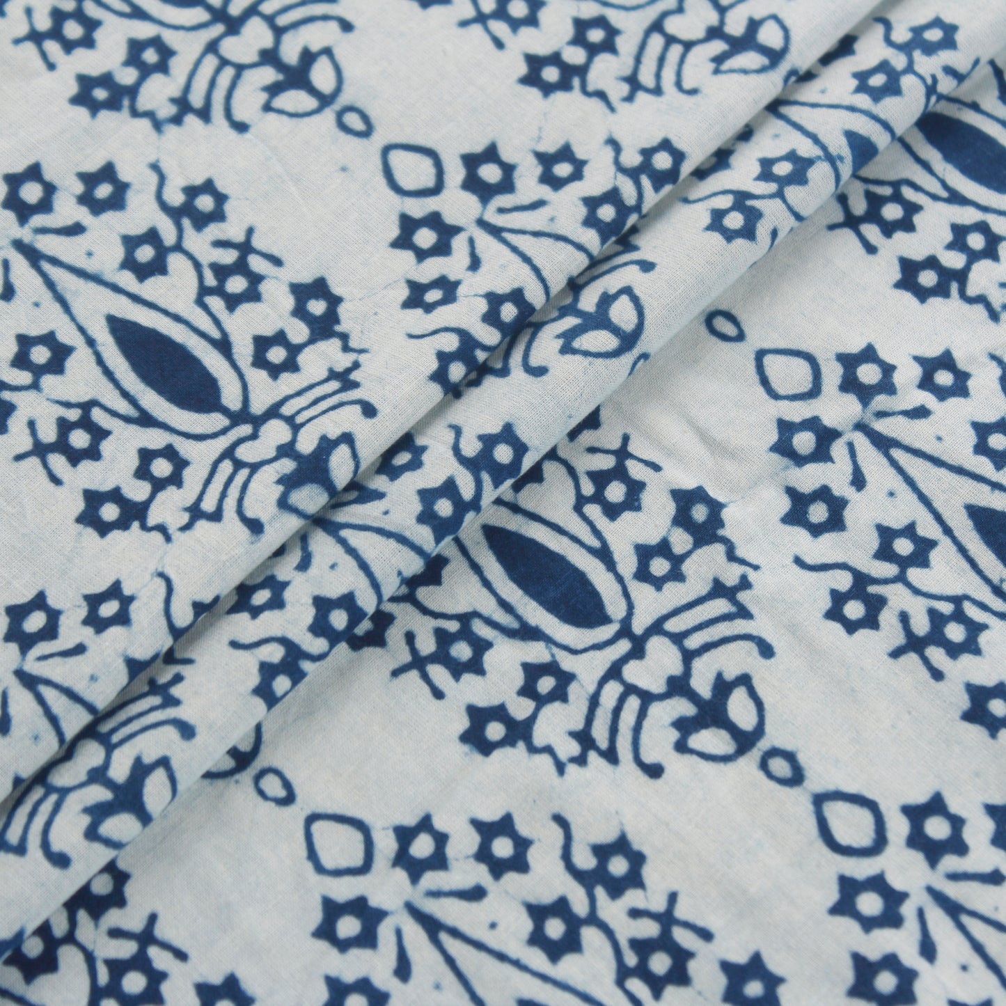 Pure Cotton Indigo Hand Block Print Fabric (1 Mtr)