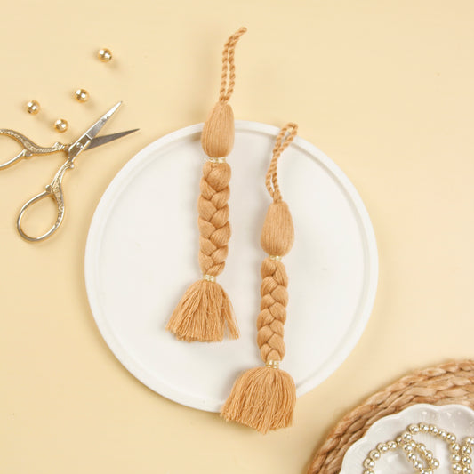 Set of 4- Beige Braided Cotton Tassels