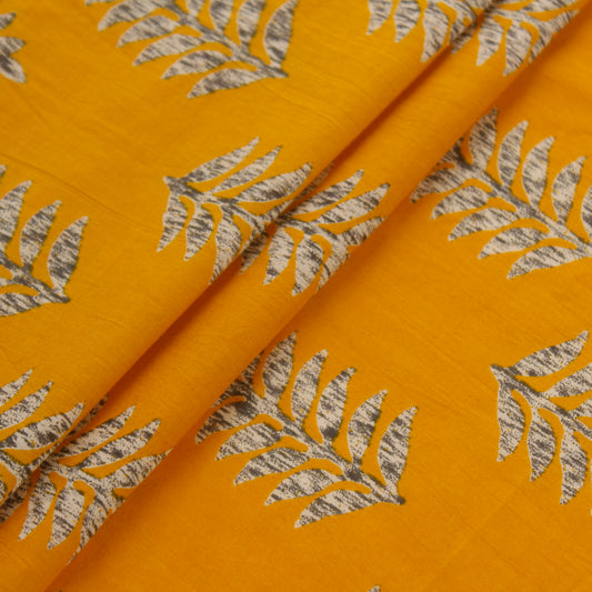 Mustard Yellow Floral Print Cotton Fabric (1 Mtr)