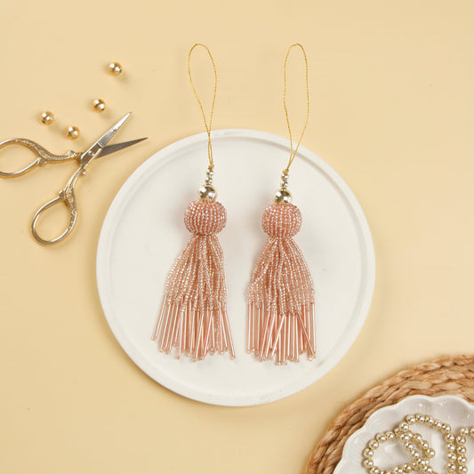 Set of 5 Rose Gold Beaded Tassels