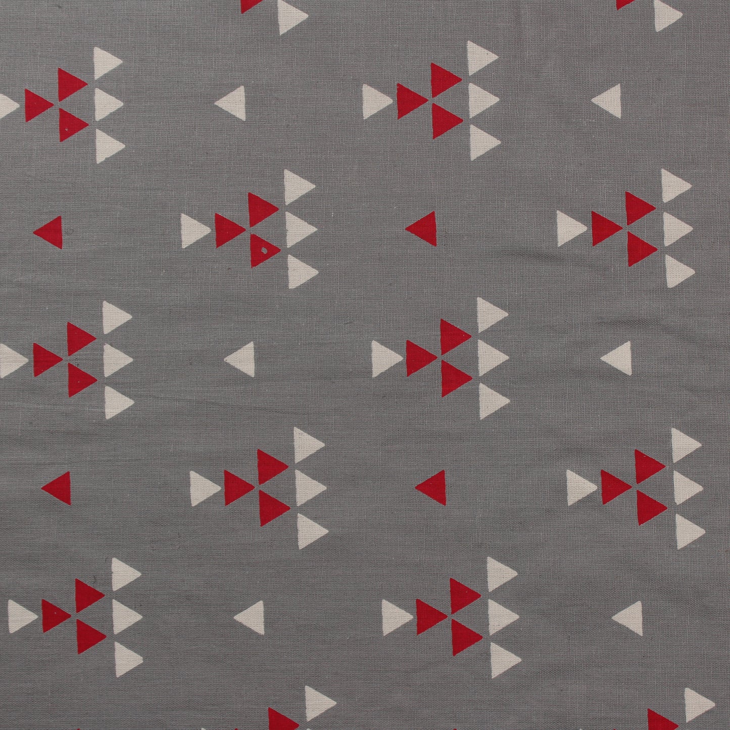 Grey and Red Geometric Print Fabric (1 Mtr)