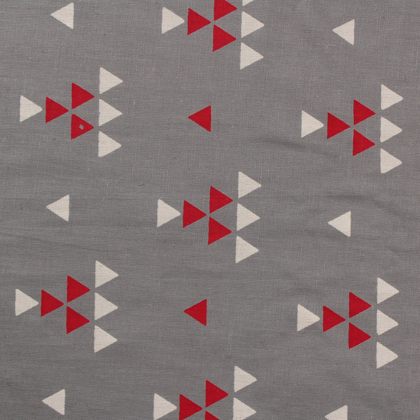 Grey and Red Geometric Print Fabric (1 Mtr)