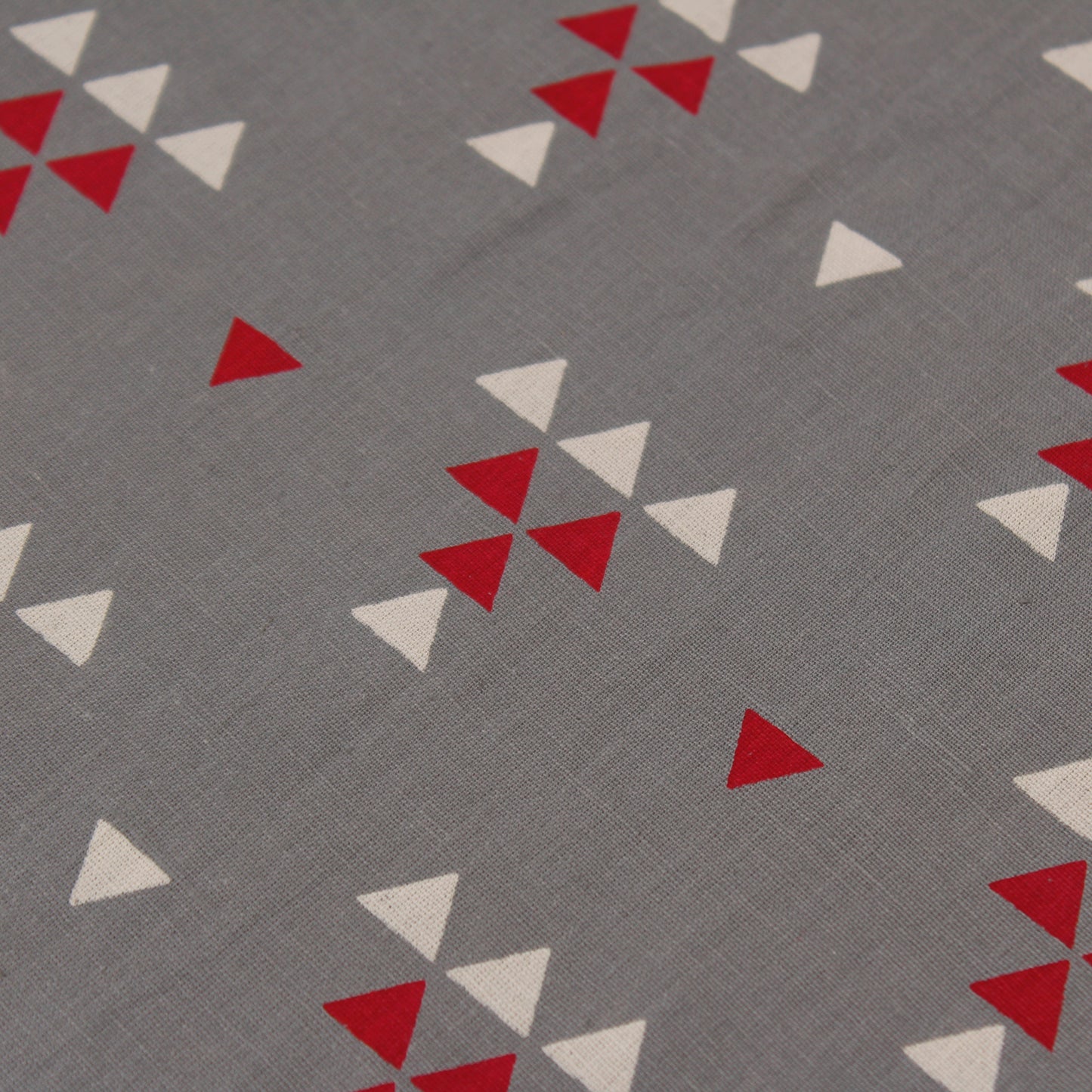 Grey and Red Geometric Print Fabric (1 Mtr)