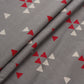 Grey and Red Geometric Print Fabric (1 Mtr)